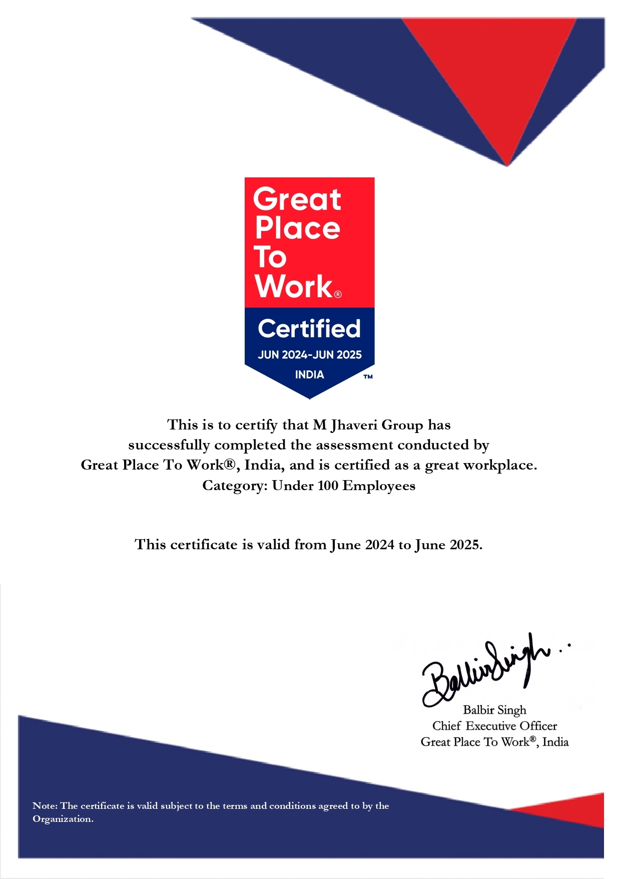 M Jhaveri Group_Certificate